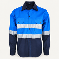 Retouched blue-and-navy mining shirt product photo